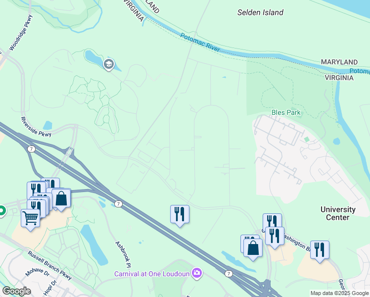 map of restaurants, bars, coffee shops, grocery stores, and more near 19630 Smith Circle in Ashburn