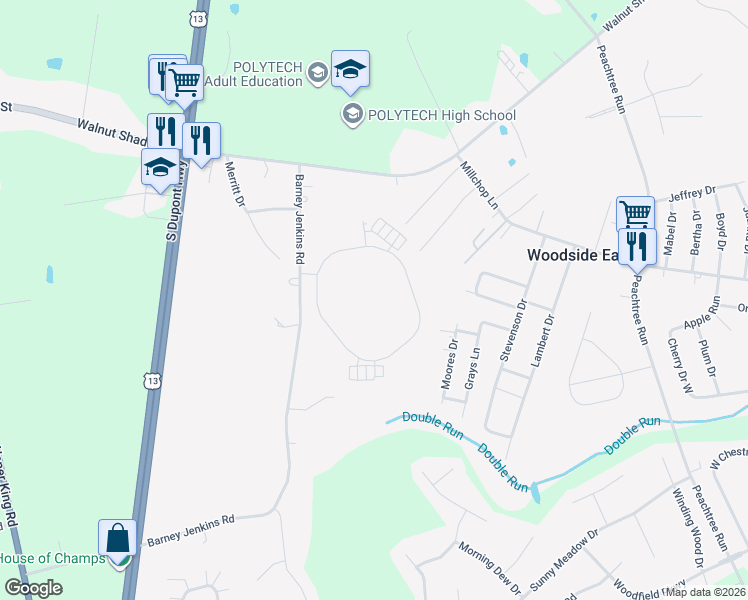 map of restaurants, bars, coffee shops, grocery stores, and more near 1136 Barney Jenkins Road in Felton