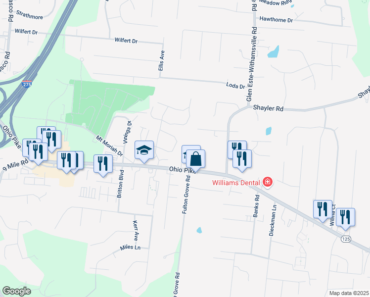 map of restaurants, bars, coffee shops, grocery stores, and more near 766 Stuart Lane in Cincinnati