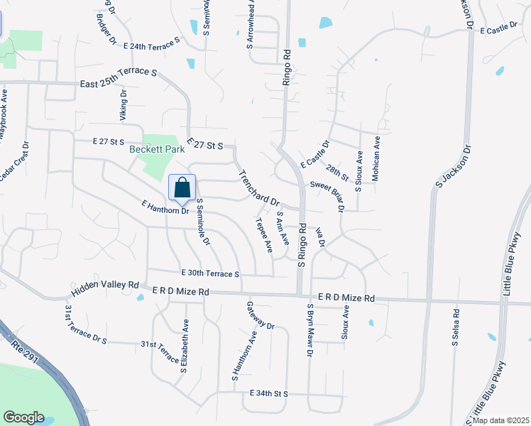 map of restaurants, bars, coffee shops, grocery stores, and more near 2901 Tepee Avenue in Independence