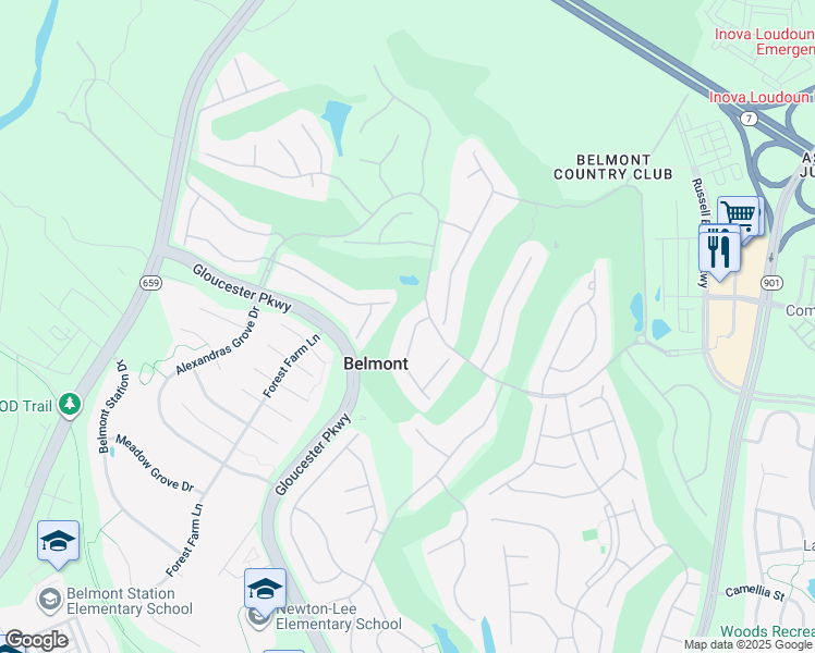 map of restaurants, bars, coffee shops, grocery stores, and more near 19871 Naples Lakes Terrace in Ashburn