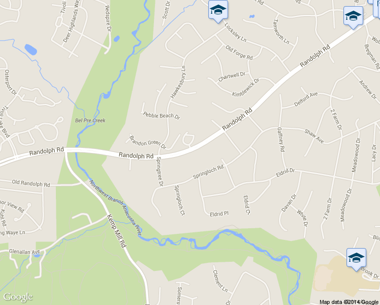 map of restaurants, bars, coffee shops, grocery stores, and more near 600 Randolph Road in Silver Spring