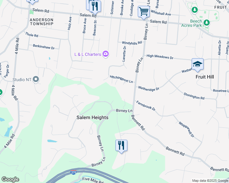 map of restaurants, bars, coffee shops, grocery stores, and more near 793 Watch Point Drive in Cincinnati