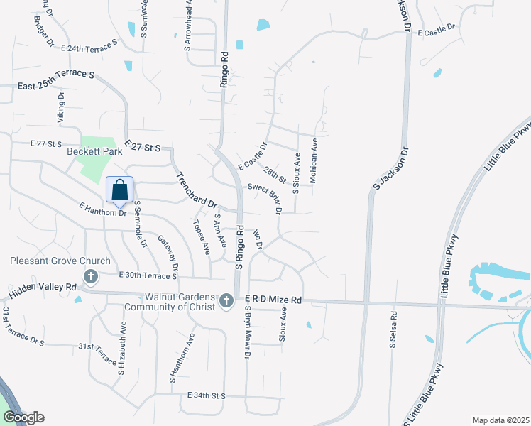 map of restaurants, bars, coffee shops, grocery stores, and more near 2821 Chatelain Court in Independence