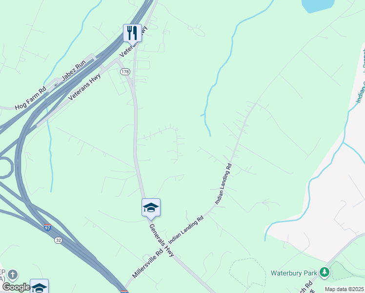 map of restaurants, bars, coffee shops, grocery stores, and more near 820 Cedarcroft Drive in Millersville