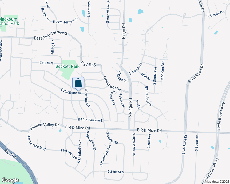 map of restaurants, bars, coffee shops, grocery stores, and more near 2901 Tepee Avenue in Independence
