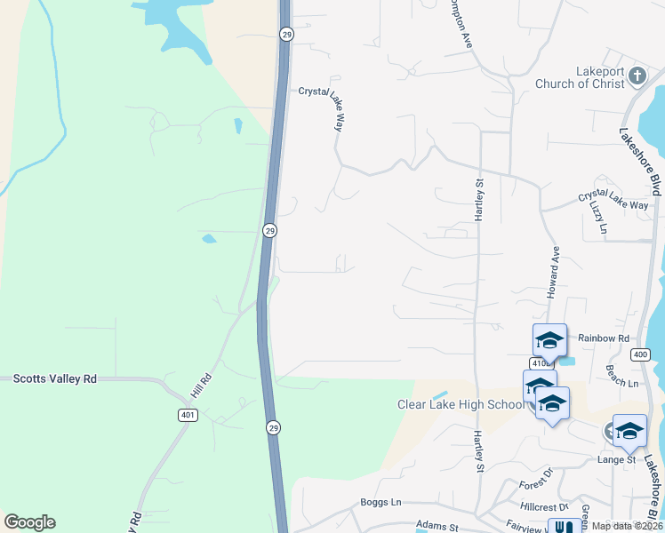 map of restaurants, bars, coffee shops, grocery stores, and more near 2631 Withington Way in Lakeport