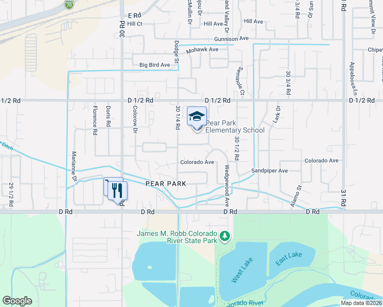 map of restaurants, bars, coffee shops, grocery stores, and more near 3027-3029 Colorado Avenue in Grand Junction
