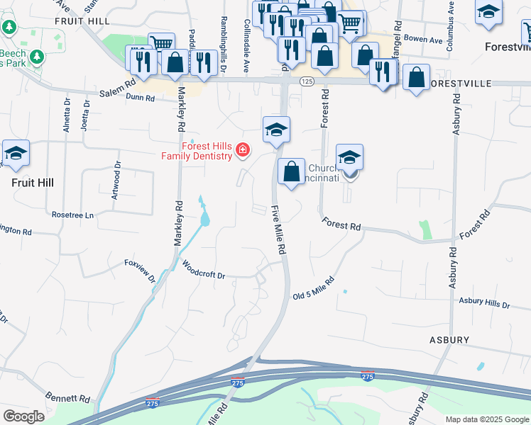 map of restaurants, bars, coffee shops, grocery stores, and more near 926 Markley Woods Way in Cincinnati