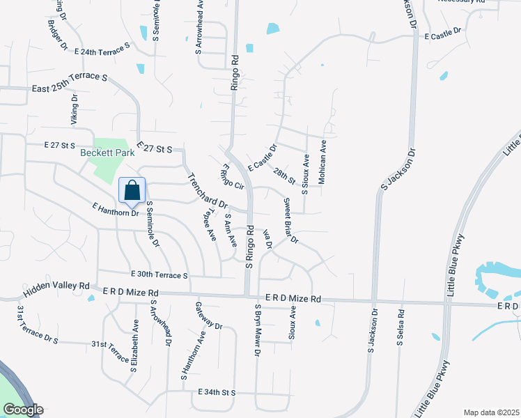 map of restaurants, bars, coffee shops, grocery stores, and more near 2821 Chatelain Court in Independence