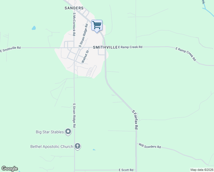 map of restaurants, bars, coffee shops, grocery stores, and more near 7550 South Fairfax Road in Bloomington