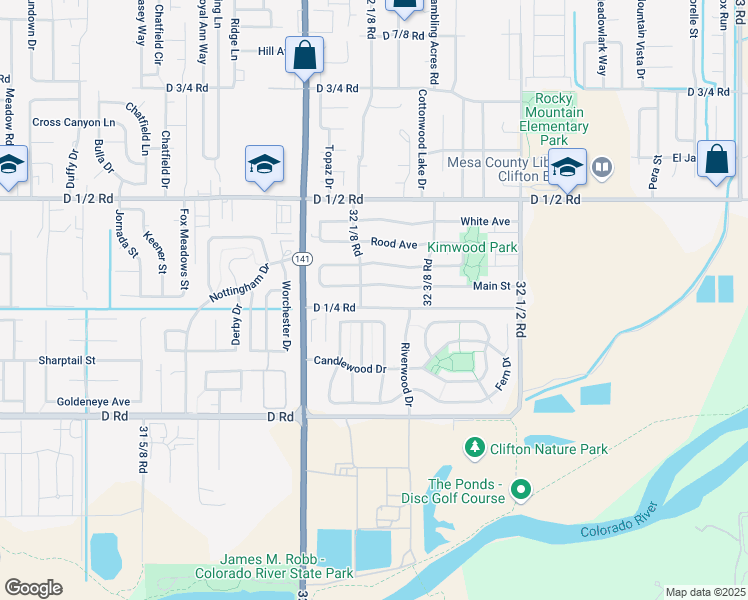 map of restaurants, bars, coffee shops, grocery stores, and more near Aspen Circle in Clifton