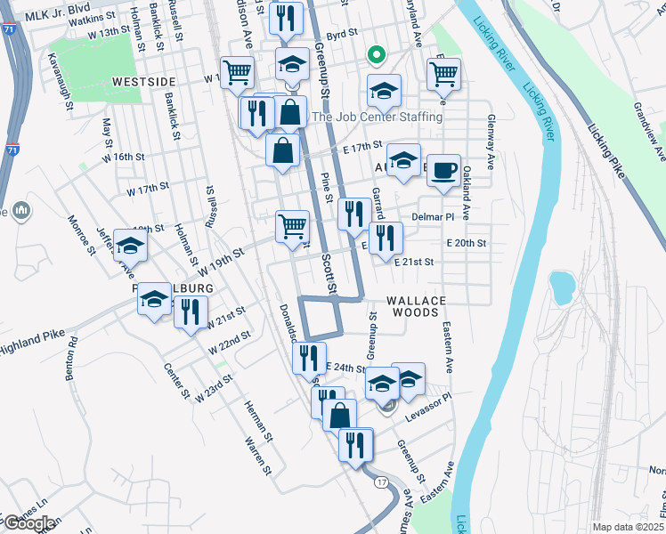 map of restaurants, bars, coffee shops, grocery stores, and more near 2045 Scott Boulevard in Covington