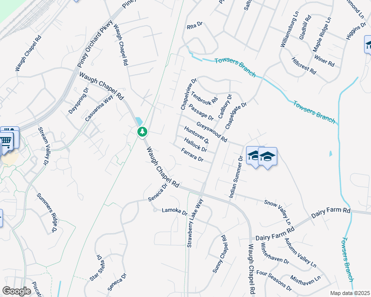 map of restaurants, bars, coffee shops, grocery stores, and more near 1328 Farrara Drive in Odenton