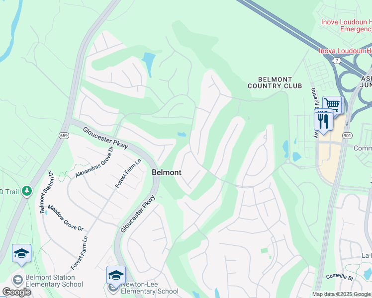 map of restaurants, bars, coffee shops, grocery stores, and more near 19863 Naples Lakes Terrace in Ashburn