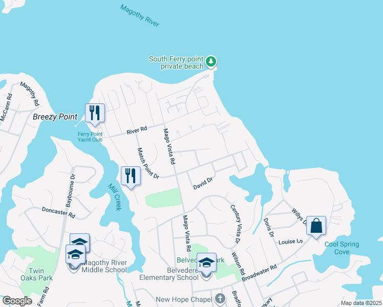 map of restaurants, bars, coffee shops, grocery stores, and more near 445 Ruth Road in Arnold