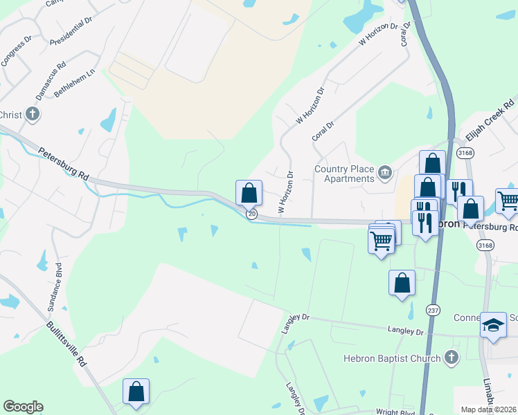 map of restaurants, bars, coffee shops, grocery stores, and more near 2363 Hummingbird Lane in Hebron