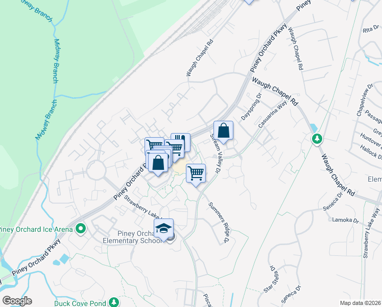 map of restaurants, bars, coffee shops, grocery stores, and more near 813 Orchard Tree Road in Odenton