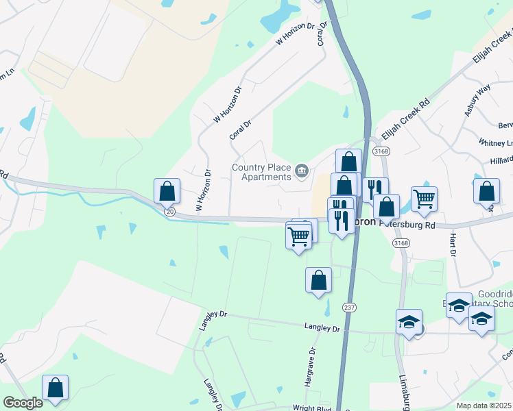map of restaurants, bars, coffee shops, grocery stores, and more near 2162 Petersburg Road in Hebron