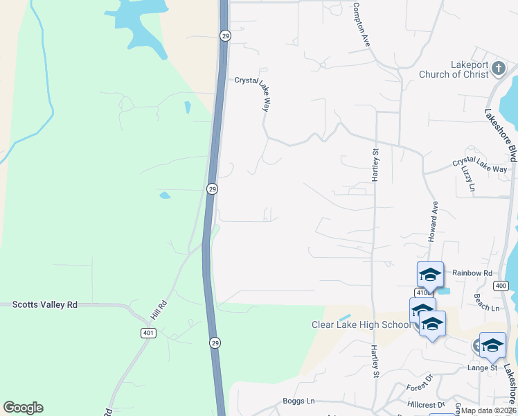 map of restaurants, bars, coffee shops, grocery stores, and more near 2631 Withington Way in Lakeport