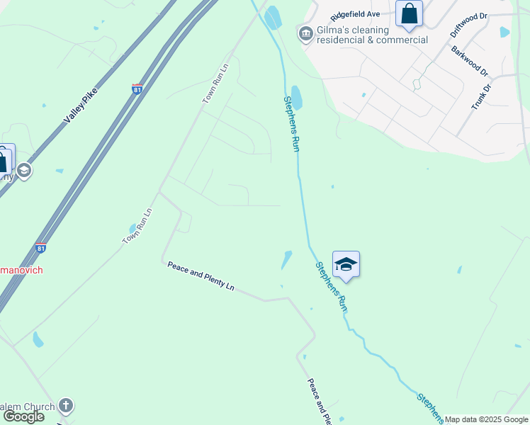 map of restaurants, bars, coffee shops, grocery stores, and more near 142 Hayvenhurst Court in Stephens City
