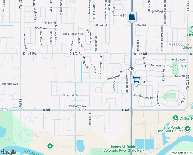 map of restaurants, bars, coffee shops, grocery stores, and more near 426 Keener Street in Grand Junction