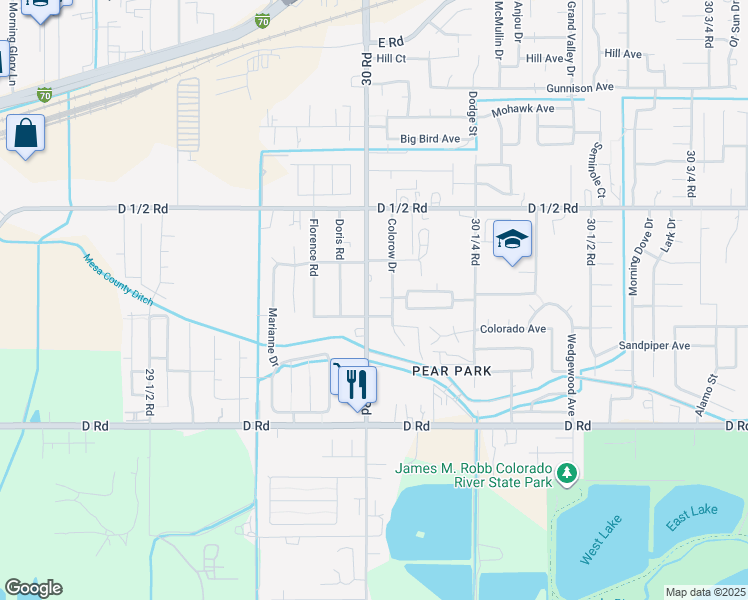 map of restaurants, bars, coffee shops, grocery stores, and more near 430-432 30 Road in Grand Junction