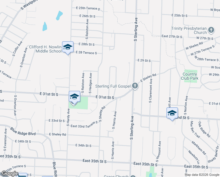 map of restaurants, bars, coffee shops, grocery stores, and more near 2928 South Mason Avenue in Independence