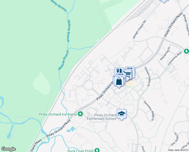 map of restaurants, bars, coffee shops, grocery stores, and more near 2714 Cherrywood Court in Odenton