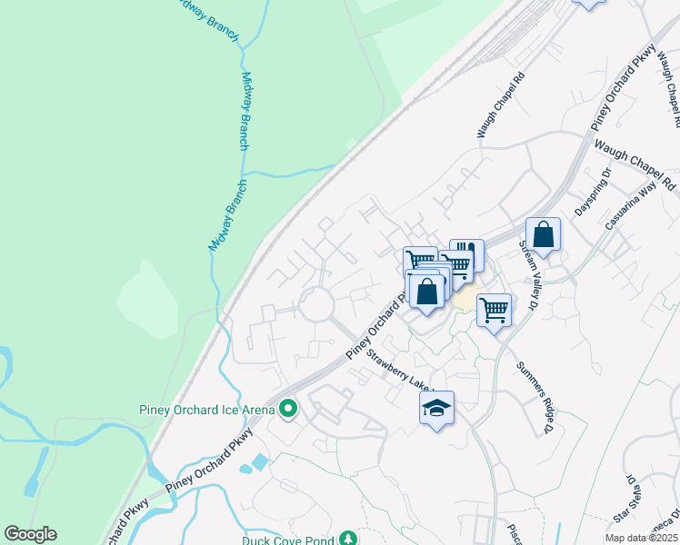 map of restaurants, bars, coffee shops, grocery stores, and more near 2714 Cherrywood Court in Odenton