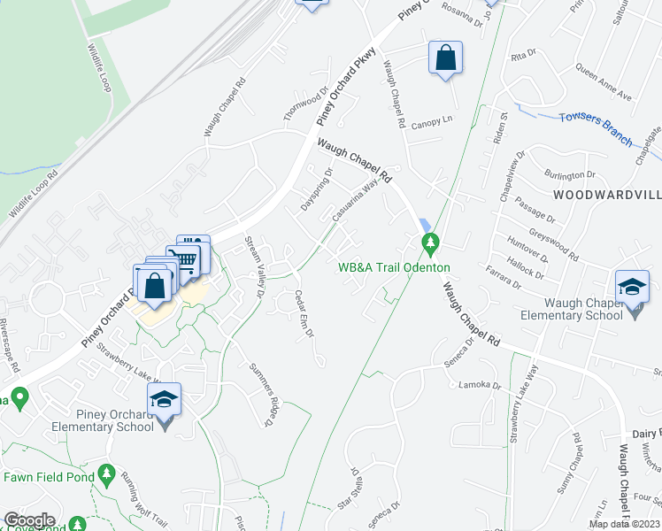 map of restaurants, bars, coffee shops, grocery stores, and more near 8743 Autumn Ridge Court in Odenton