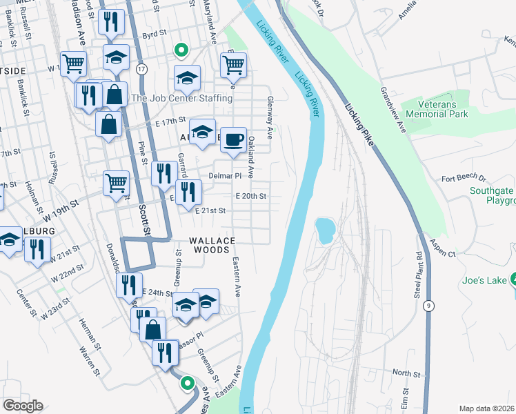 map of restaurants, bars, coffee shops, grocery stores, and more near 2001 Glenway Avenue in Covington