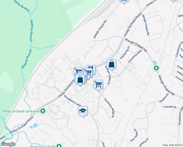 map of restaurants, bars, coffee shops, grocery stores, and more near 8025 Orchard Grove Road in Odenton