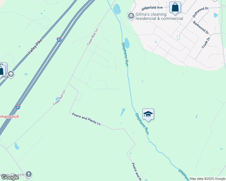 map of restaurants, bars, coffee shops, grocery stores, and more near 142 Hayvenhurst Court in Stephens City