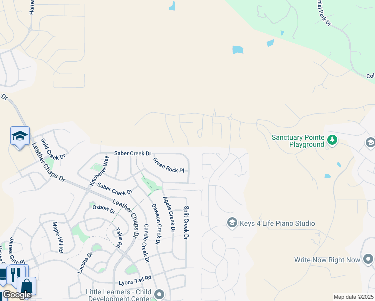 map of restaurants, bars, coffee shops, grocery stores, and more near 112 Saber Creek Drive in Monument