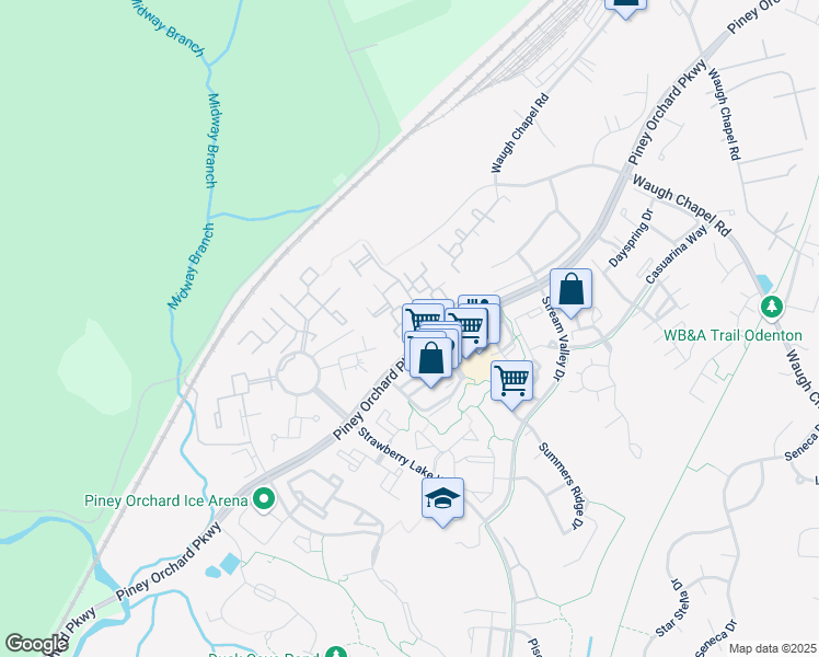 map of restaurants, bars, coffee shops, grocery stores, and more near 8615 Wandering Fox Trail in Odenton