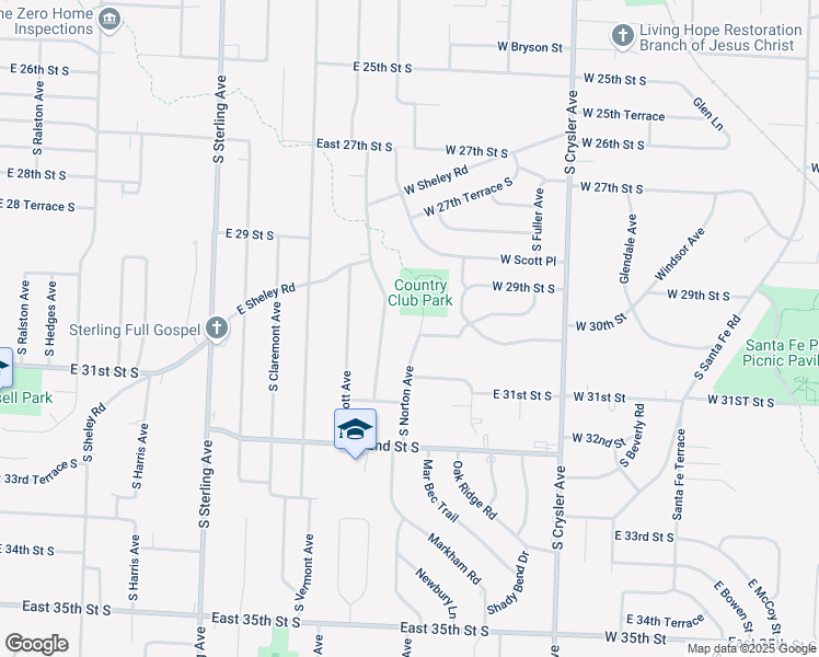 map of restaurants, bars, coffee shops, grocery stores, and more near 3000 South Norton Avenue in Independence