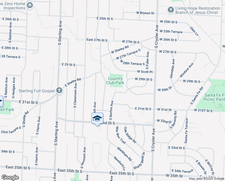 map of restaurants, bars, coffee shops, grocery stores, and more near 3000 South Norton Avenue in Independence