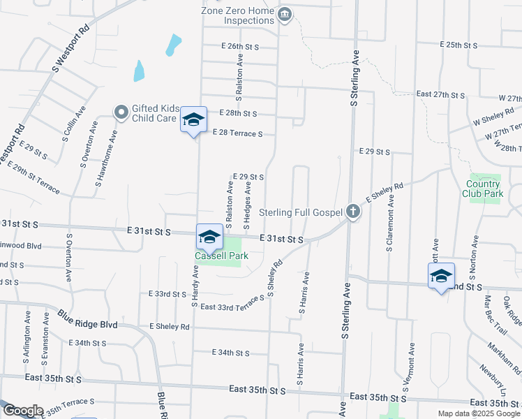 map of restaurants, bars, coffee shops, grocery stores, and more near 3000 South Northern Boulevard in Independence
