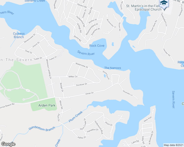 map of restaurants, bars, coffee shops, grocery stores, and more near 971 Waterview Drive in Crownsville