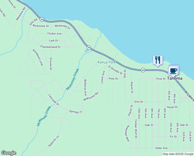 map of restaurants, bars, coffee shops, grocery stores, and more near 424 Hilo Avenue in Tahoma