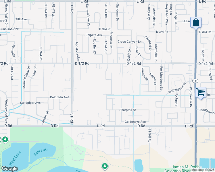 map of restaurants, bars, coffee shops, grocery stores, and more near 434 Countryside Lane in Grand Junction
