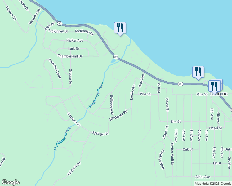 map of restaurants, bars, coffee shops, grocery stores, and more near 411 Miami Avenue in Tahoma
