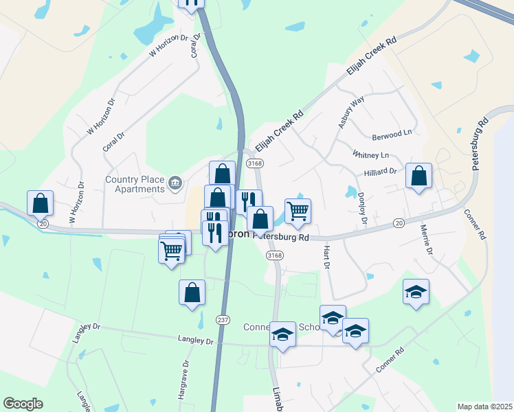 map of restaurants, bars, coffee shops, grocery stores, and more near 2941 Limaburg Road in Hebron