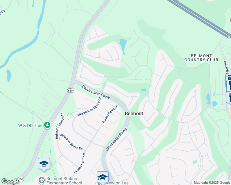map of restaurants, bars, coffee shops, grocery stores, and more near 43335 La Belle Place in Ashburn