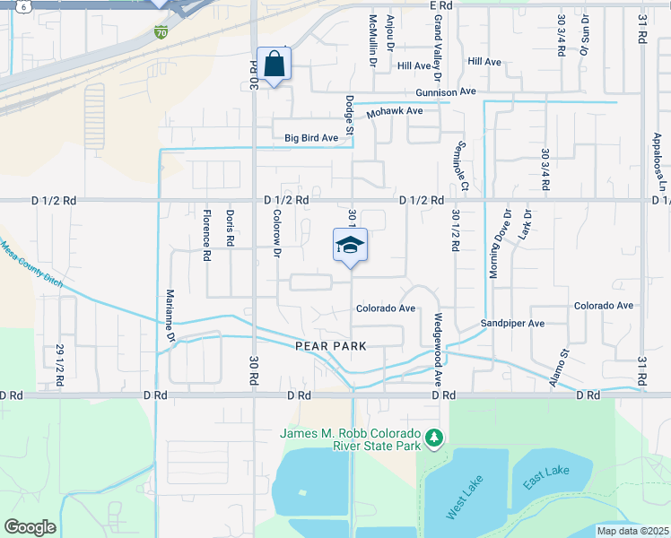 map of restaurants, bars, coffee shops, grocery stores, and more near 435-441 30 1/4 Road in Grand Junction