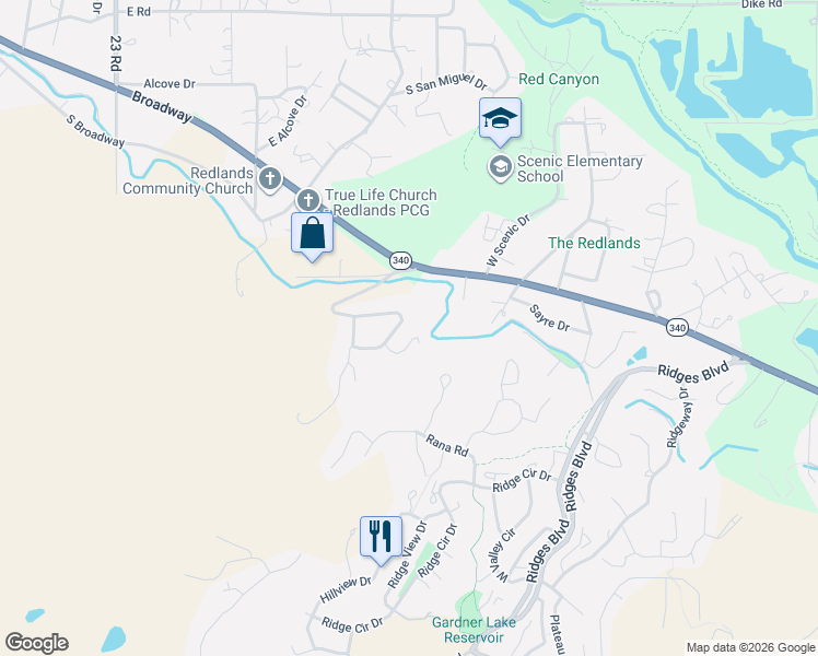 map of restaurants, bars, coffee shops, grocery stores, and more near 327 Mesa Grande Drive in Grand Junction