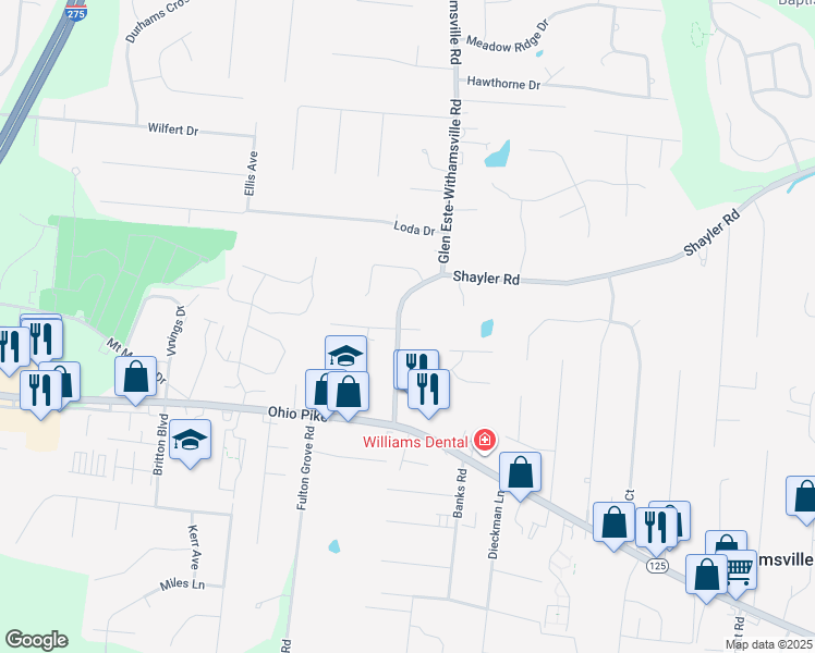 map of restaurants, bars, coffee shops, grocery stores, and more near 4010 Glen Este-Withamsville Road in Cincinnati