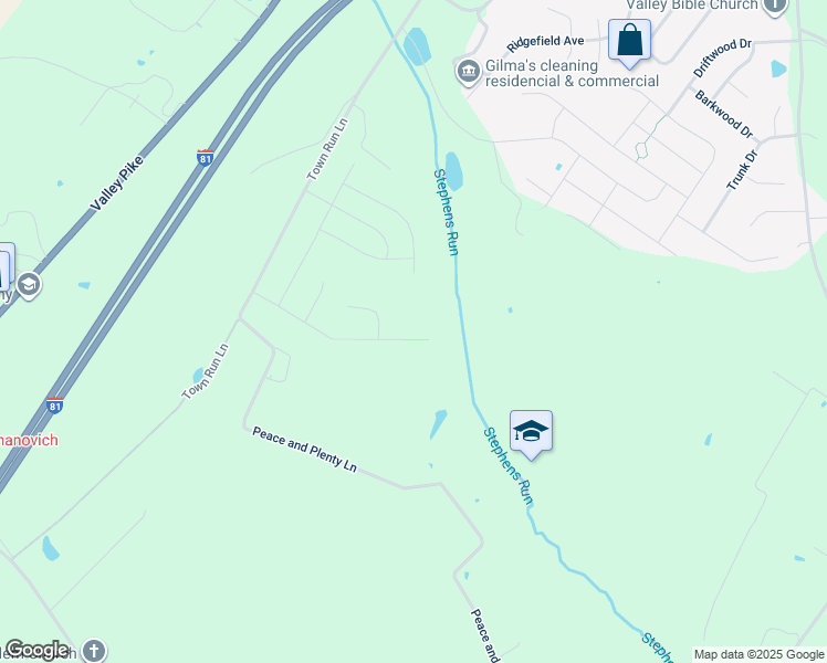 map of restaurants, bars, coffee shops, grocery stores, and more near 141 Hayvenhurst Court in Stephens City