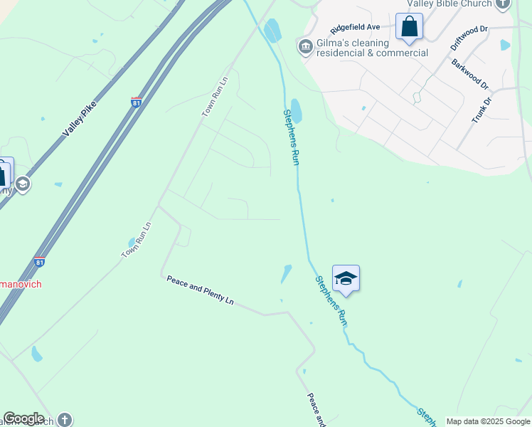 map of restaurants, bars, coffee shops, grocery stores, and more near 141 Hayvenhurst Court in Stephens City